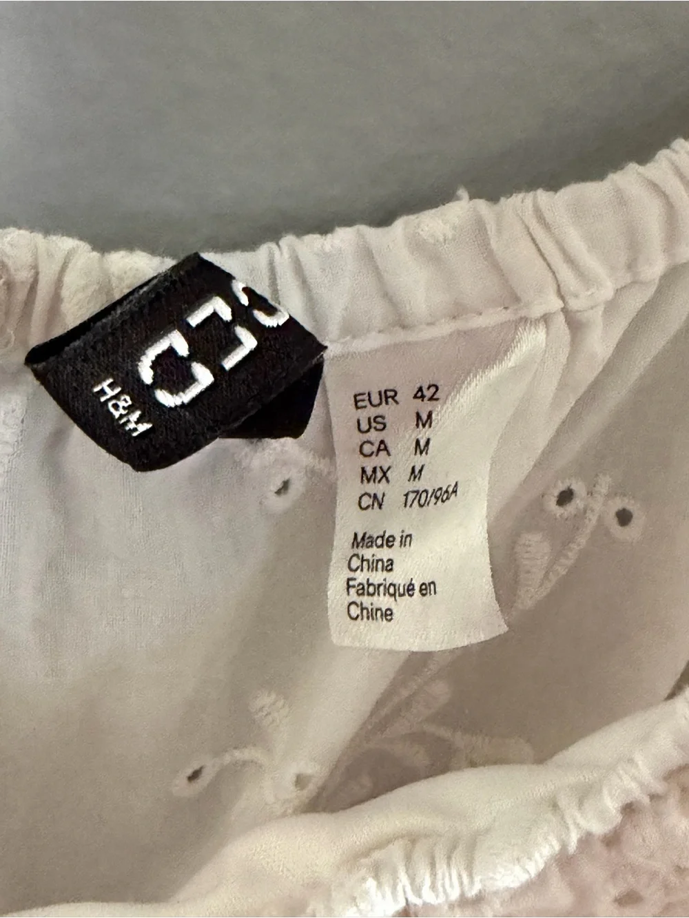 H&M White Eyelet Peasant Blouse
